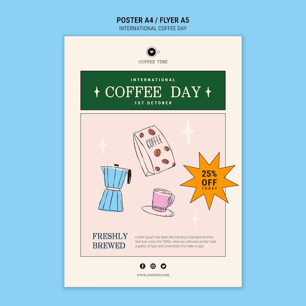 International coffee day vertical poster template