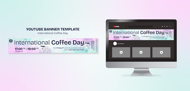 Free PSD international coffee day youtube banner