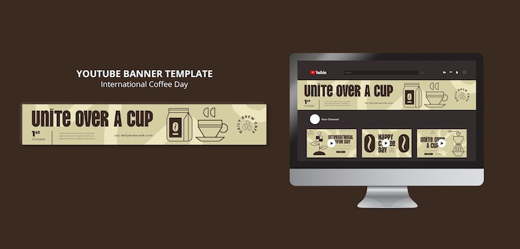 Free PSD international coffee day youtube banner