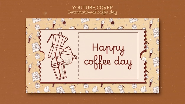 PSD gratuito modello di copertina di youtube per la giornata internazionale del caffè