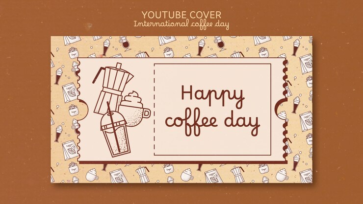 無料PSD 国際コーヒーデーyoutubeカバーテンプレート