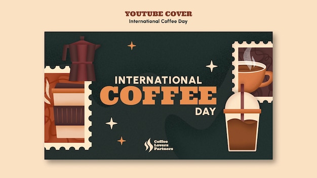 PSD gratuito copertina youtube della giornata internazionale del caffè