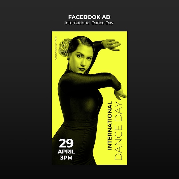 Free PSD international dance day celebration facebook  template