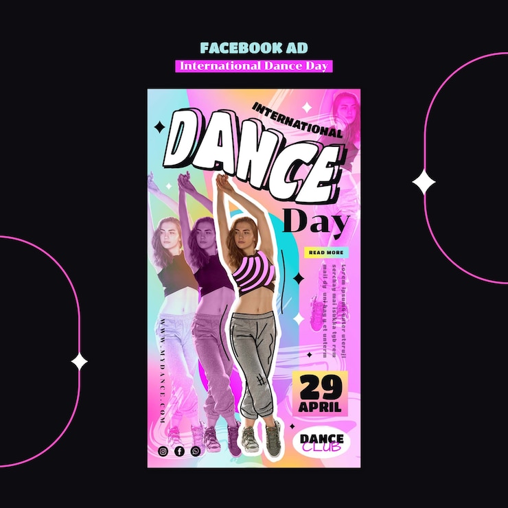 無料PSD 国際ダンスデー フェイスブック テンプレート