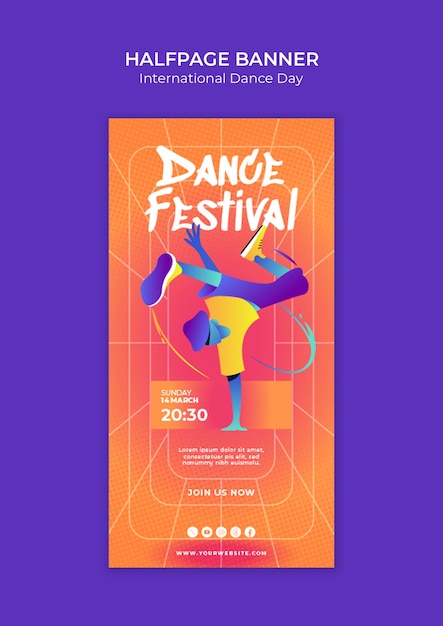 Free PSD international dance day celebration halfpage banner