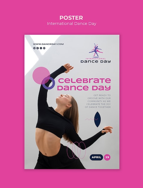 Modello di poster per la celebrazione della Giornata Internazionale della Danza
