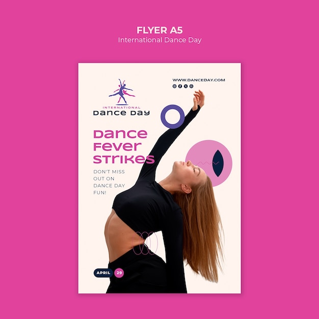 Free PSD international dance day celebration poster template