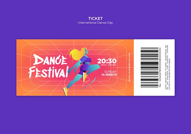 Free PSD international dance day celebration ticket template