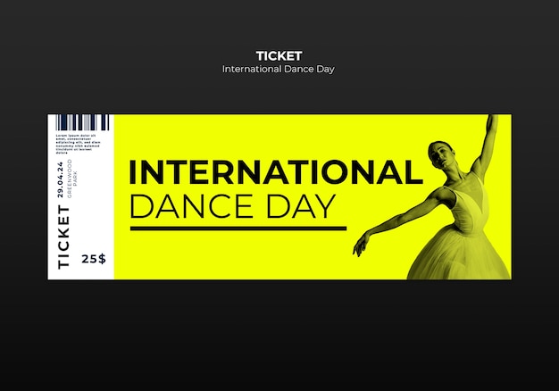 International dance day celebration ticket template