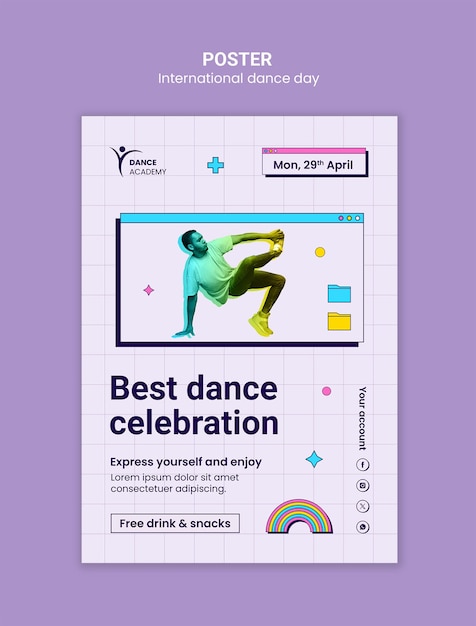 Free PSD international dance day template design