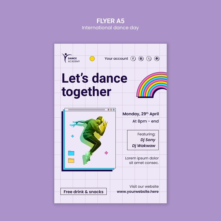 Free PSD international dance day template design