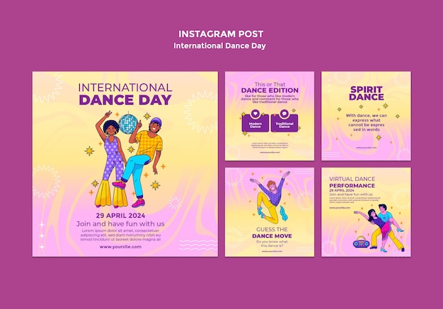 Free PSD international dance day template design