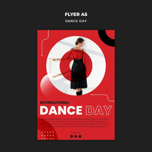 Бесплатный PSD Дизайн шаблона международного дня танцев