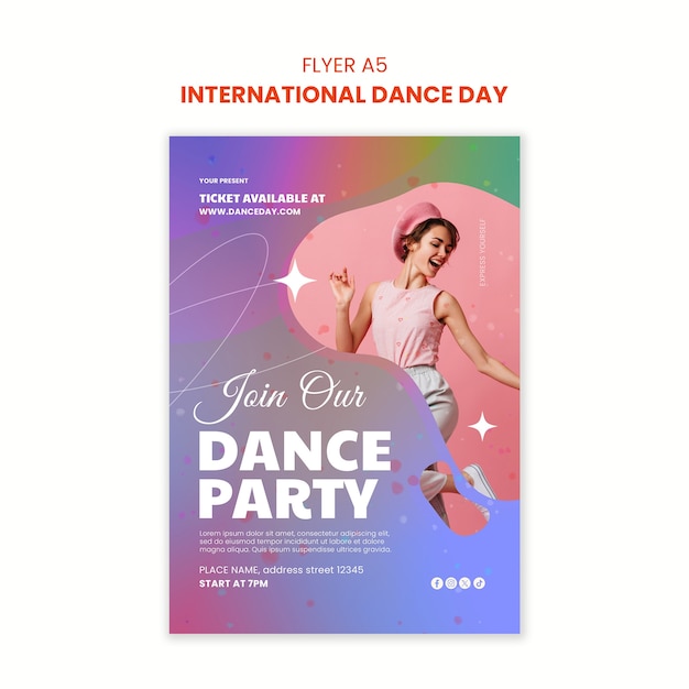 Free PSD international dance day template design