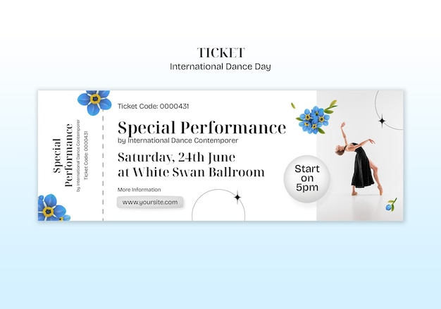 Free PSD international dance day ticket template