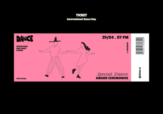 International dance day ticket template