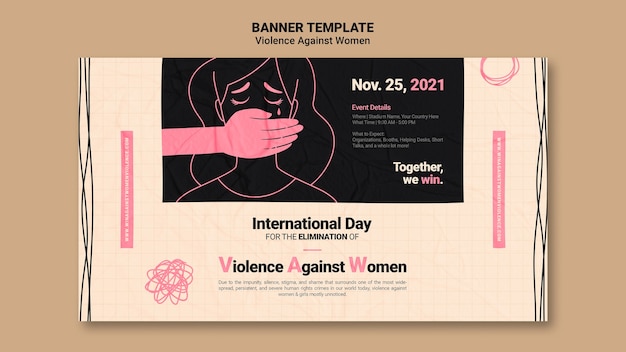 Modello di banner per la giornata internazionale per l'eliminazione della violenza contro le donne
