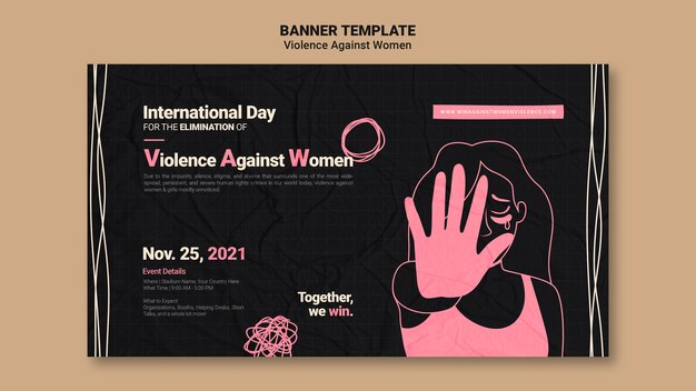 女性に対する暴力撤廃の国際デーバナーテンプレート