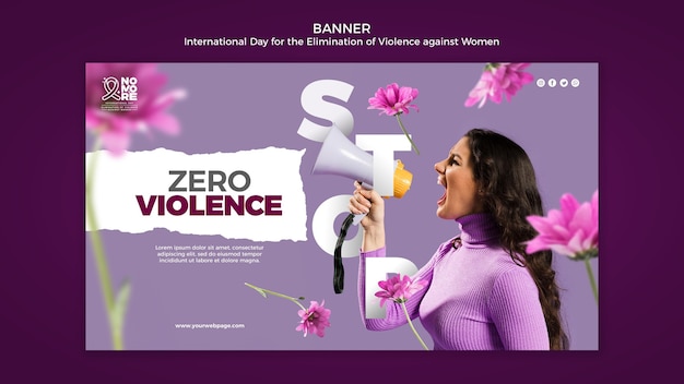 Free PSD international day for the elimination of violence against women banner with photo