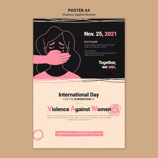 Free PSD international day for the elimination of violence against women print template