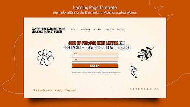 Modello web per la giornata internazionale per l'eliminazione della violenza contro le donne