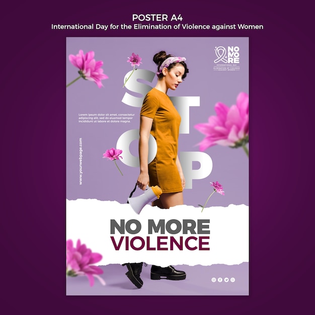Бесплатный PSD Международный день борьбы за ликвидацию насилия в отношении женщин плакат а4