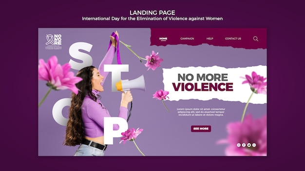 Бесплатный PSD Интернет-страница международного дня борьбы за ликвидацию насилия в отношении женщин