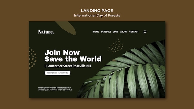 Free PSD international day of forests landing page