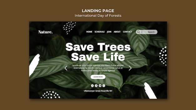 Free PSD international day of forests landing page