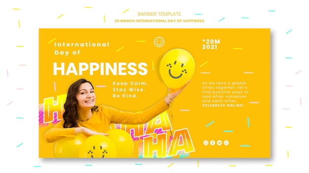 Free PSD international day of happiness banner template