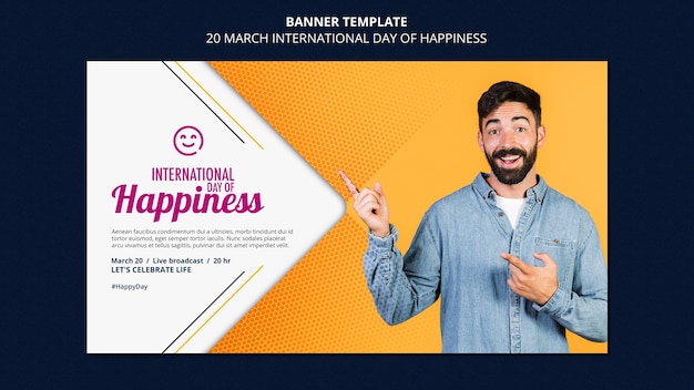 International day of happiness banner template