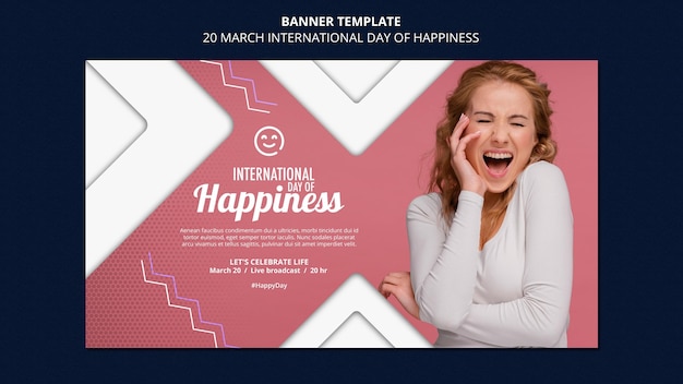 Free PSD international day of happiness banner template