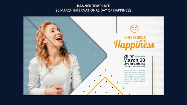 PSD gratuito modello di banner giornata internazionale della felicità