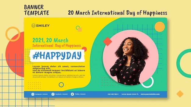 Free PSD international day of happiness banner