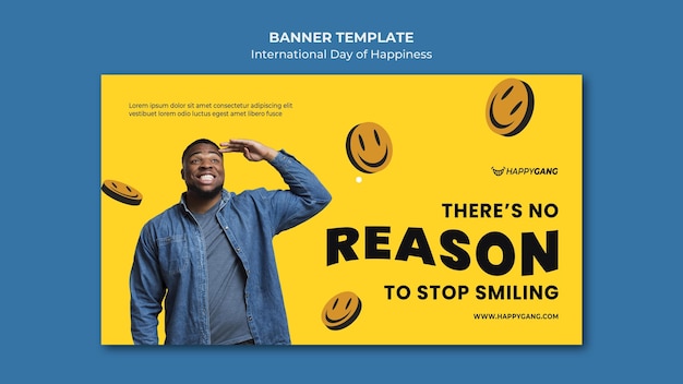 Free PSD international day of happiness banner