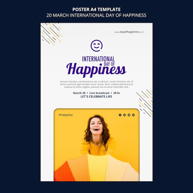 Free PSD international day of happiness flyer template