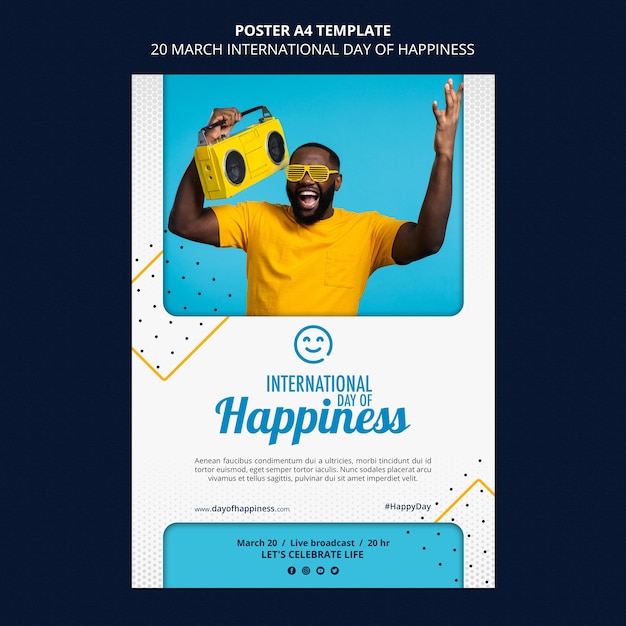 Free PSD international day of happiness flyer template