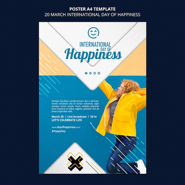 PSD gratuito modello di volantino giornata internazionale della felicità