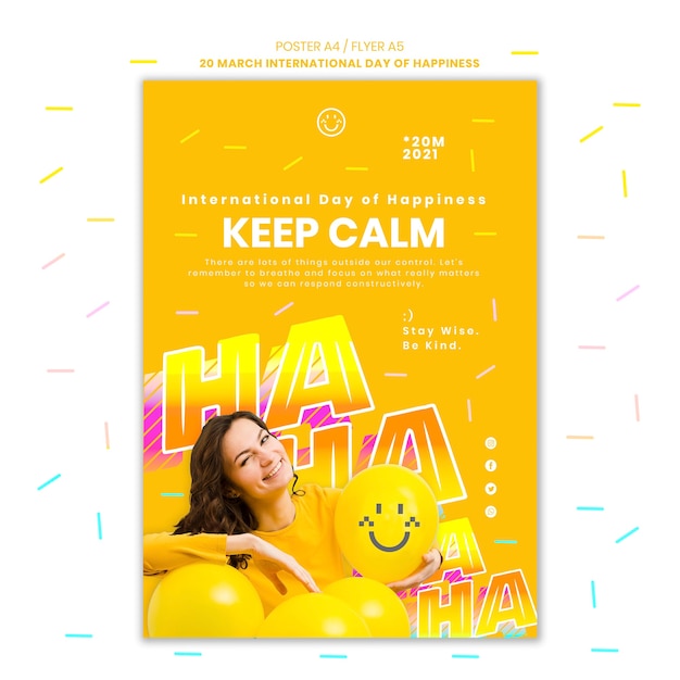 International Day of Happiness Flyer with Photo – Free PSD Download