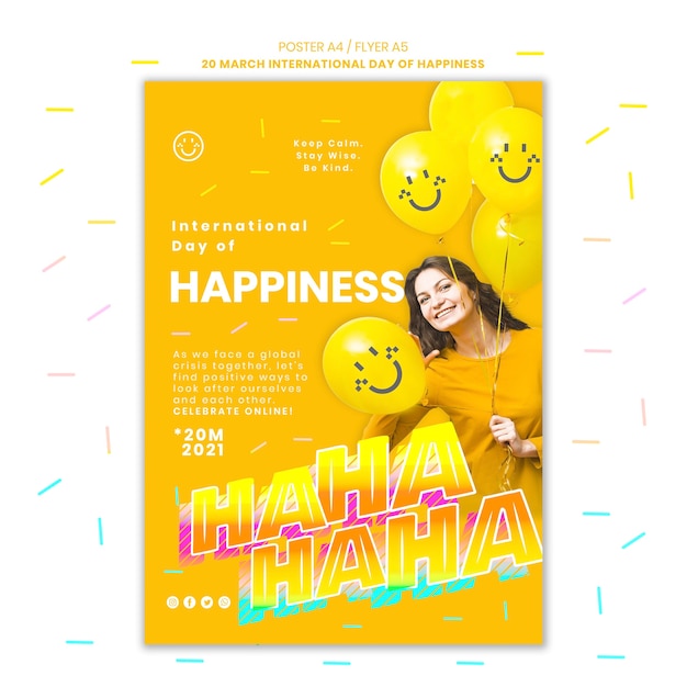 International day of happiness flyer with photo