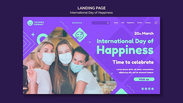 Free PSD international day of happiness web template