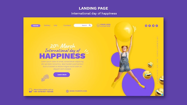 Free PSD international day of happiness web template