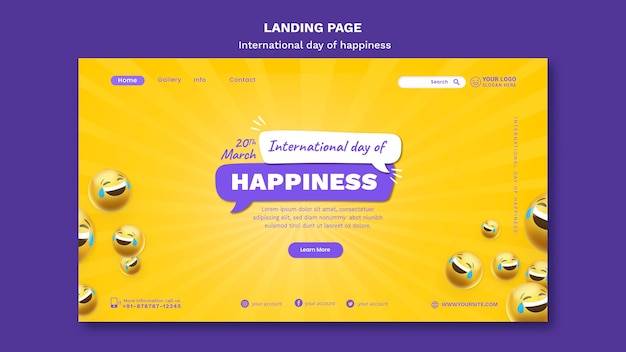 Free PSD international day of happiness web template