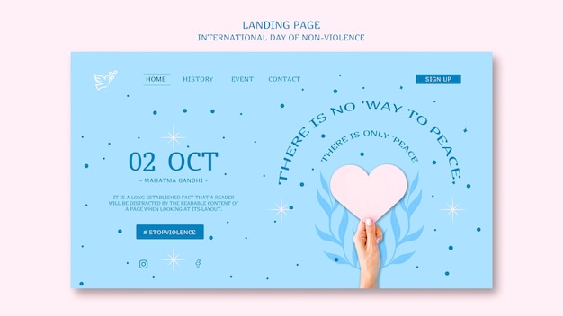 Free PSD international day of non violence landing page