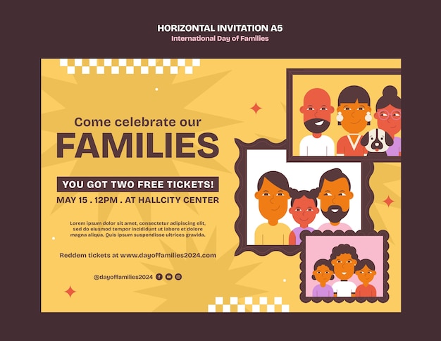 Бесплатный PSD Шаблон приглашения на международный день семей