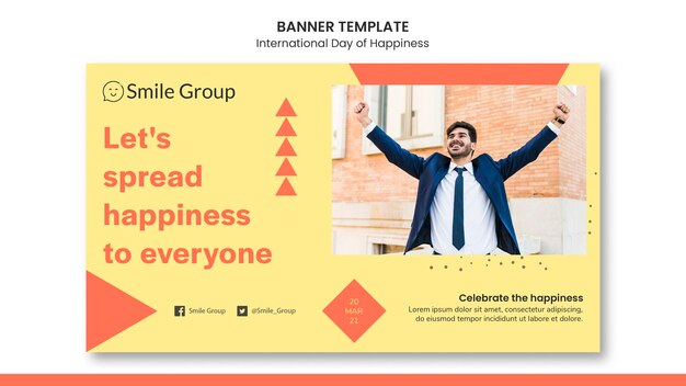 無料PSD 国際幸福デーバナー