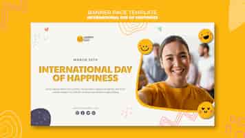 Бесплатный PSD Международный день счастья баннер