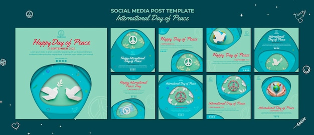 無料PSD 国際平和デーのinstagramの投稿