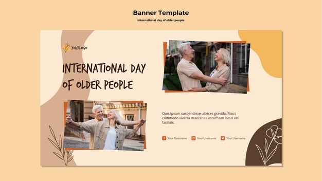 高齢者の国際デーの広告バナーテンプレート