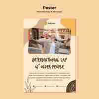 Free PSD international day of older people poster template